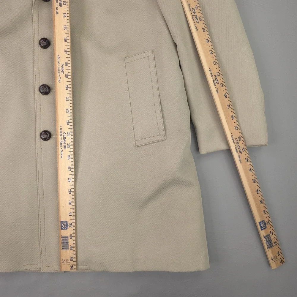 Vintage Fur Collar Coat Mens 40 Beige Faux Fur Lined Dress Overcoat Winter